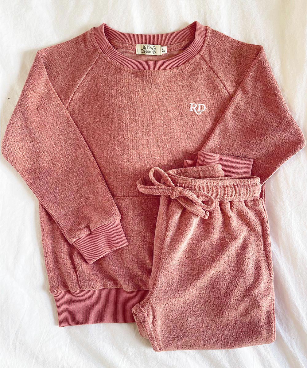 Dusty Rose terry towelling set