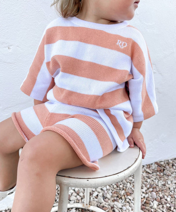 Peach Stripe Knit Set