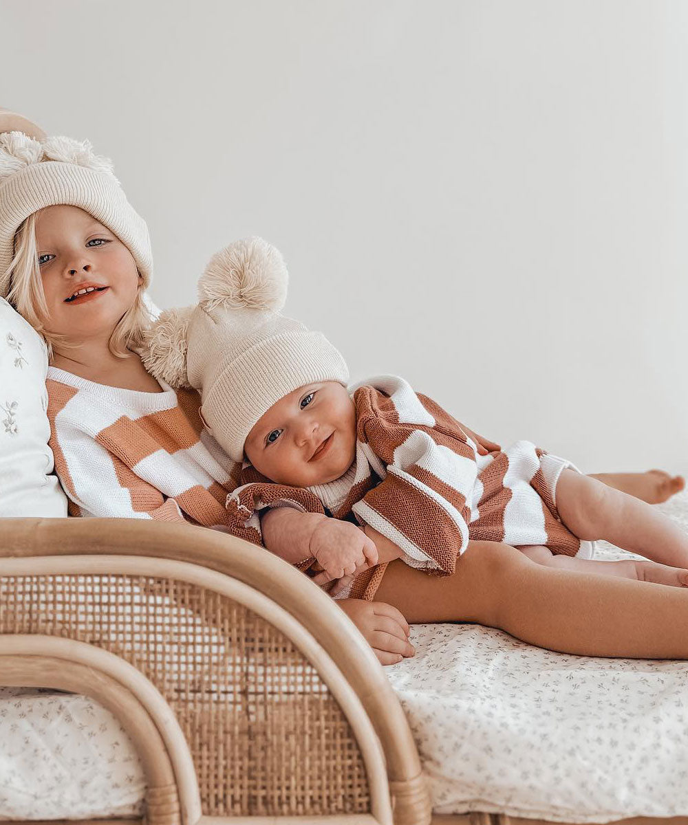 Tan Stripe Knit Romper